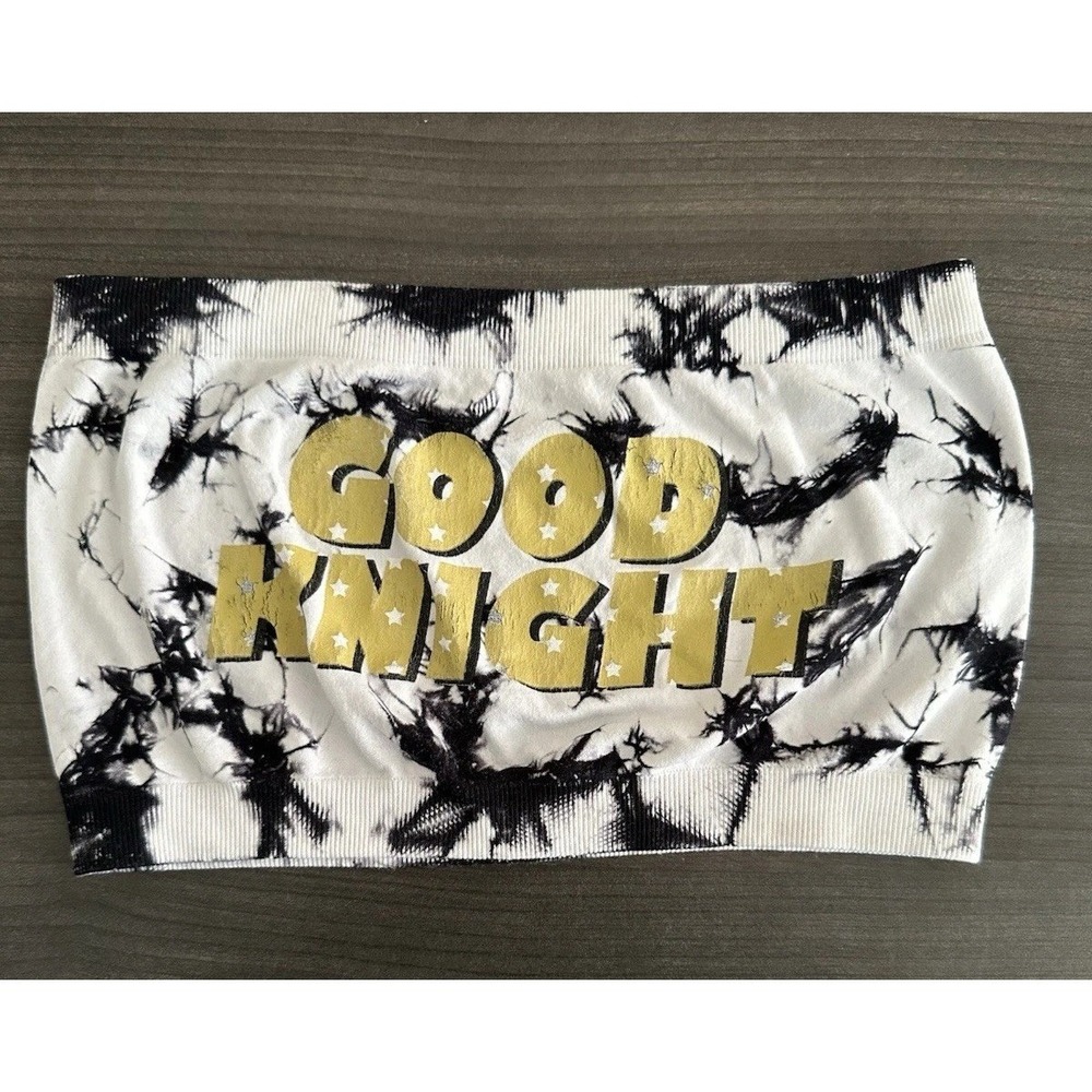 UCF‎ Tie Dye Strapless Tube Top Blouse Shirt Women OS Good Knight Black White